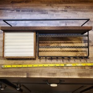 Wood and Metal Jewelry Organizer With Shelf